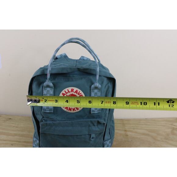 Fjallraven Backpack Kånken Mini Green Double Handle Check Print Handles Straps main image 13